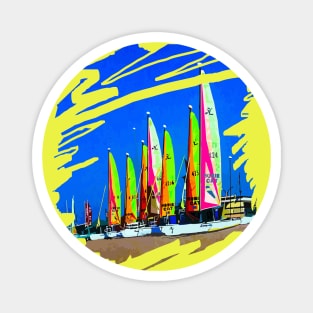 Multicolored sails against the sky Magnet